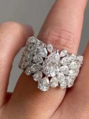 STELLAR Lab created ring!  ALL  pear shaped and dazzling!  Size 8